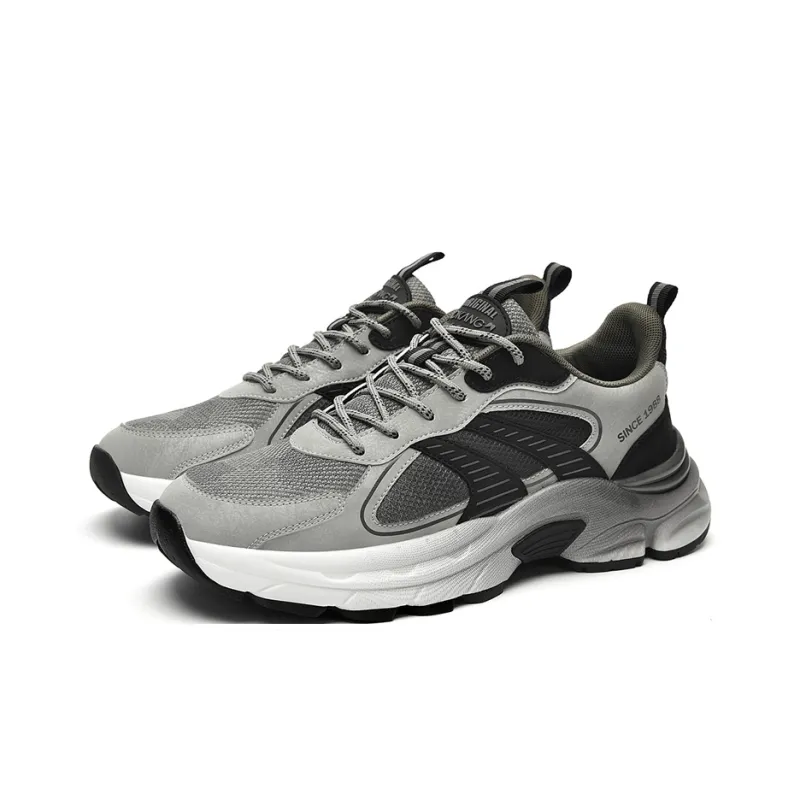 AOKANG Chunky Sneakers Men Low Top Black, Gray-14