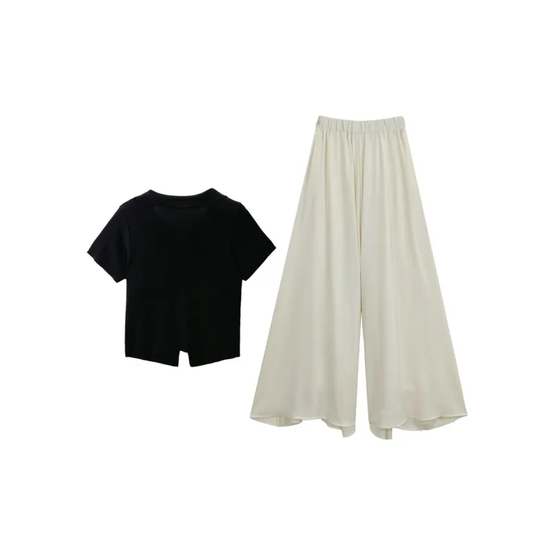 PLANE DRIFT Casual Suit Women's Black+Apricot-1
