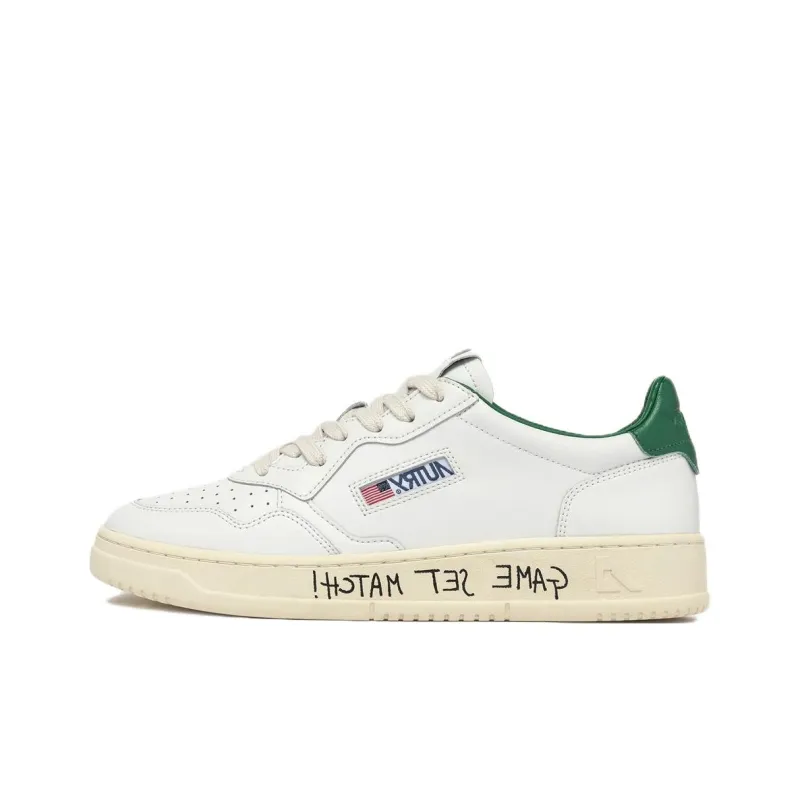 AUTRY Medalist Low Top Skateboard Shoes Men's White Green-0