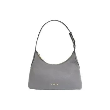 Furla Danae Leather Hobo Bag, Single Shoulder Handbag Small Size Women's Gray