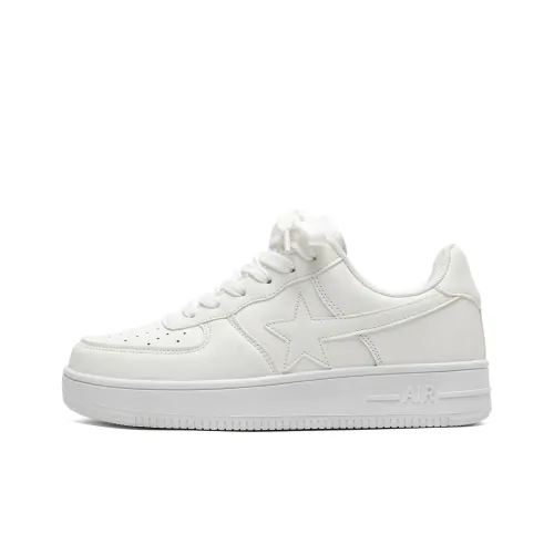 Circle Small Cushioning Wear Resistant Low Top Skateboard Shoes Unisex White