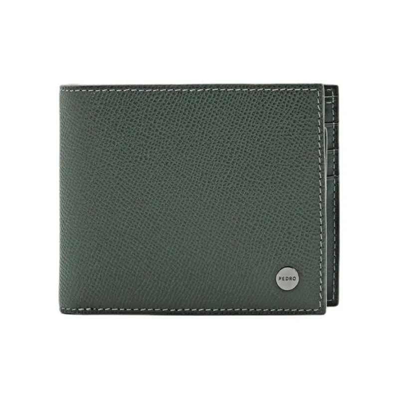 PEDRO Embossed Calfskin Wallet Unisex Army Green-0