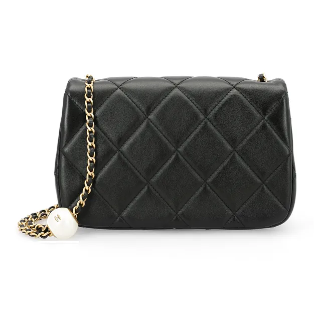 CHANEL Sheepskin Crossbody Bag, Shoulder Bag Mini Women's Black-6