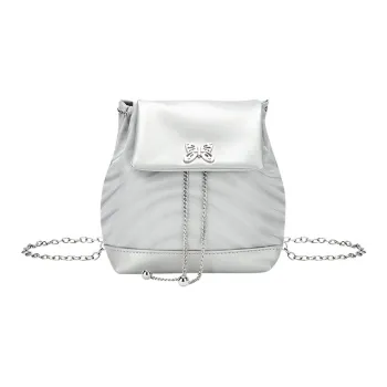 JANE KLAIN Synthetic Leather Backpack Regular Unisex Silver/Black