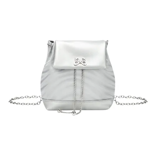 JANE KLAIN Synthetic Leather Backpack Regular Unisex Silver/Black
