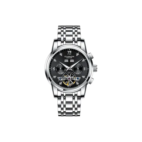 GUANQIN Mechanical Movement Stainless Steel Watchband Watch Men's Watches Black Dial