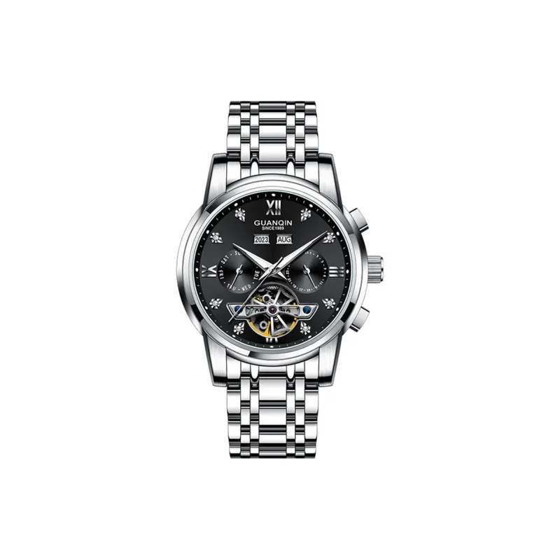 GUANQIN Mechanical Movement Stainless Steel Watchband Watch Men's Watches Black Dial-0