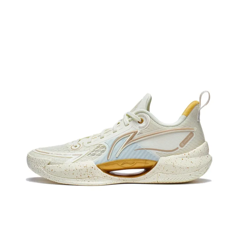 LiNing Super Light V2 Breathable Support Cushioning Wear Resistant Rebound Low Top Basketball Shoes Men's Beige Brown-0