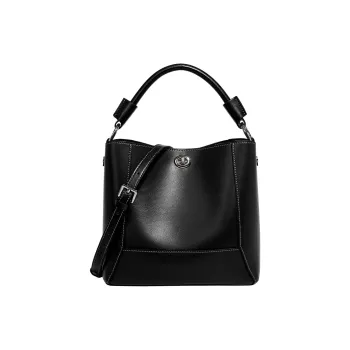 CARTELO Cow Leather Handbag Regular Women's Black/Milk White/Salt Card Color