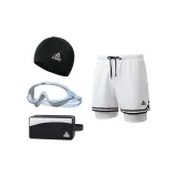White Double-Layer Pants+White/Blue Swim Goggles+Swimming Cap+Swim Bag