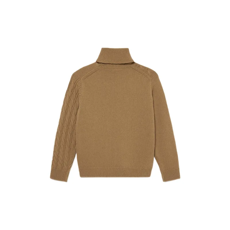 LACOSTE Asymmetric Turtleneck Knitted Sweater Men's Brown-1