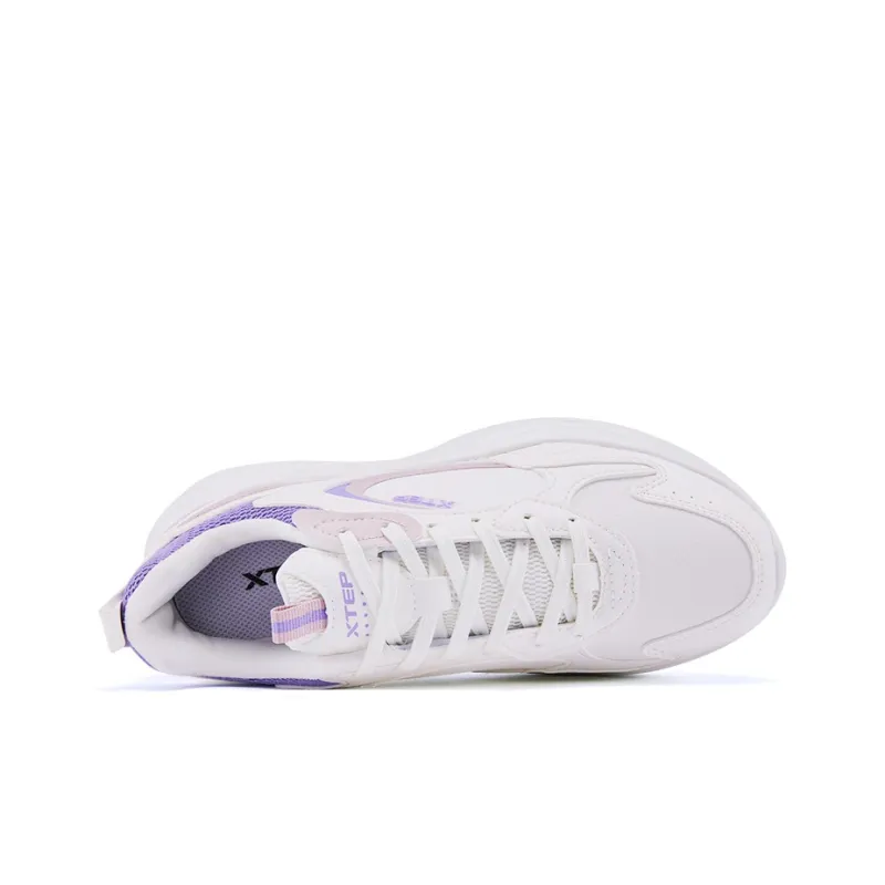XTEP Cushioning Anti Slip And Wear Resistant Low Top Running Shoes Women's Sail White Iris Purple-2
