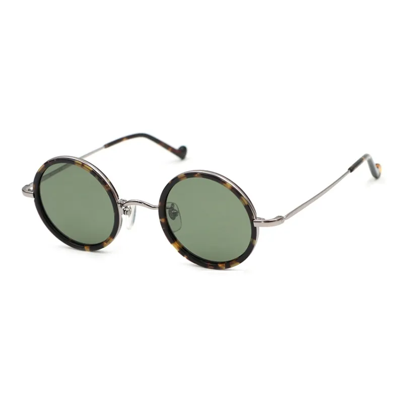 Fujii Taro Plate And Metal Round Sunglasses Unisex-4