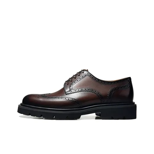 THOM WILLS Dress Shoes Men Low-Top Dark Brown Matte