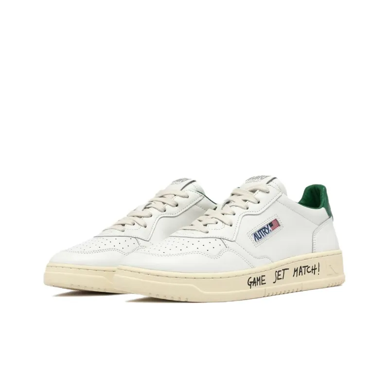 AUTRY Medalist Low Top Skateboard Shoes Men's White Green-1