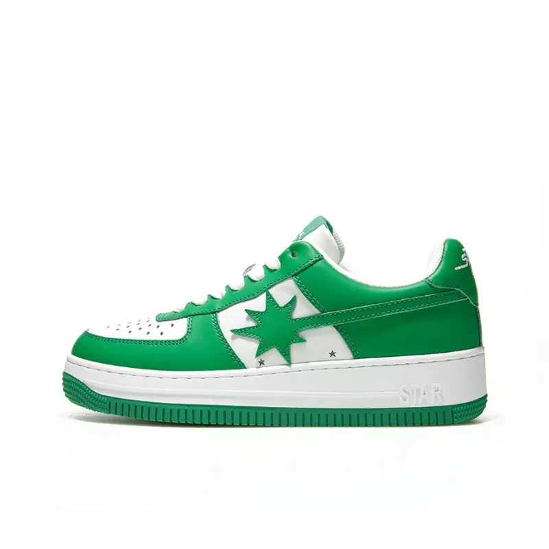 Starwalk Soldier Warm Slip-Resistant Cushioning Low-Top Skateboard Shoes Unisex White Green-0