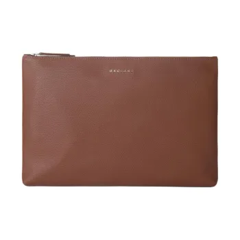 ORCIANI Grained Leather File Folder Clutch Men's Connyk Brandy