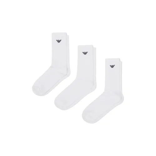EMPORIO ARMANI SS24 Mid-Calf Socks Men's 3 Pack White