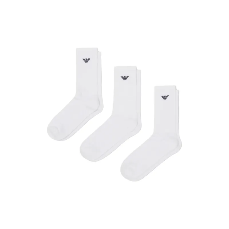 EMPORIO ARMANI SS24 Mid Calf Socks Men's 3 Pack White-0