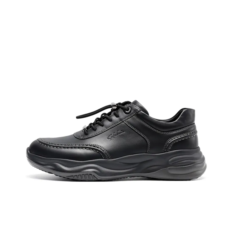 Satchi Cushioning Height Increasing Wear Resistant Slip Resistant Low Top Casual Shoes Men's Black 4CM-0
