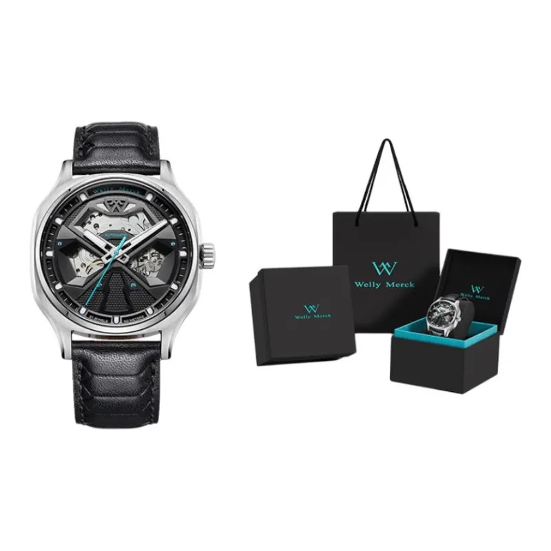 Welly Merck Automatic Mechanical Movement Stainless Steel Strap Watch Men's Watches Cut-Out Dial-11
