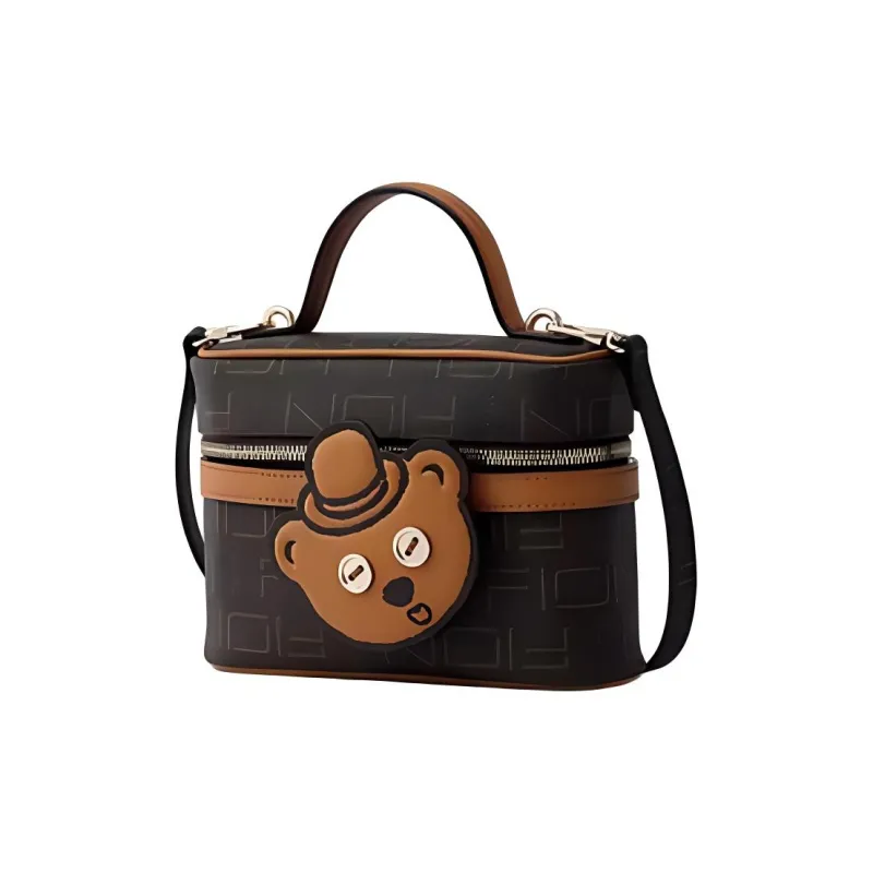 FION Artificial Leather Crossbody Bag, Shoulder Bag Medium Size Women's Dark Coffee Brown-0