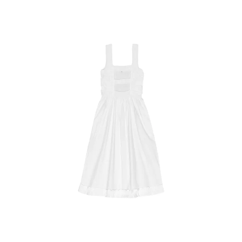 GANNI Poplin Midi Strap Smock Dress-1