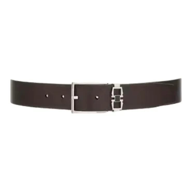 FERRAGAMO Calfskin Leather Belts Men's Black Width 3.5CM-1