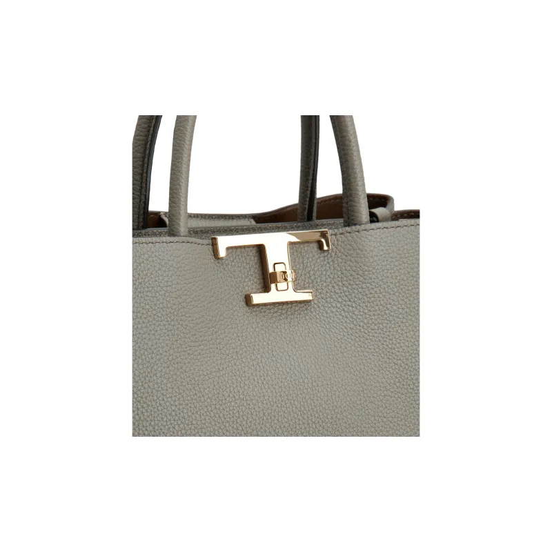 TOD'S T Timeless Logo Plaque Shopping Bag-4