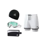 White Double-Layer Pants+White/Mint Green Swim Goggles+Swimming Cap+Swim Bag