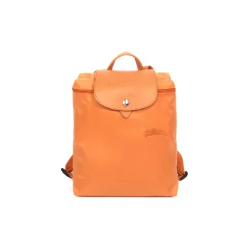 LONGCHAMP Le Pliage Green Recycled Canvas With Leather Trim Backpack Women's Orange