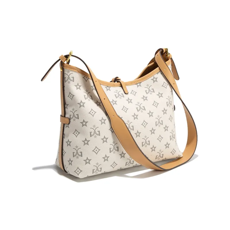 MISS GAIL Synthetic Leather Tote Bag Shopping Bag Handbag Crossbody Bag Shoulder Bag Medium Size Women's White Brown-1
