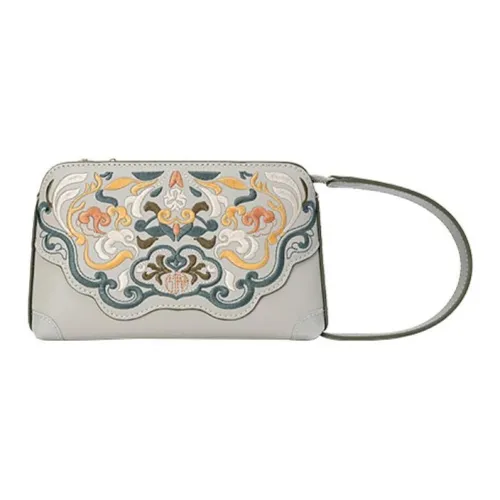 Ancient Yi Xi Cow Leather Wrist Bag Trumpets Women's Jade Hairpin Asphalt Gray
