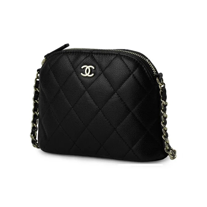 CHANEL Calfskin One Shoulder Crossbody Clutch Women's Black-2