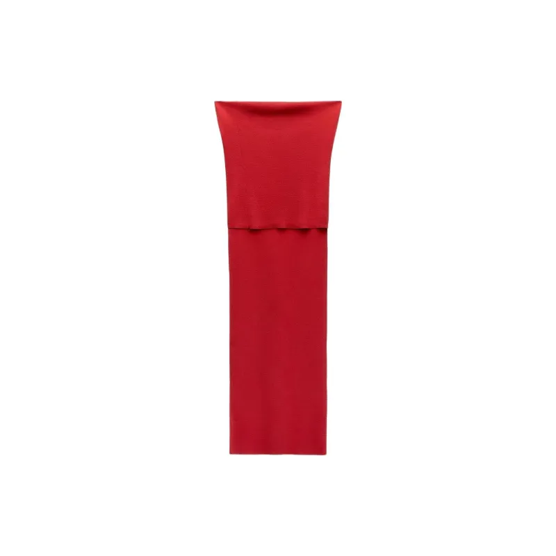 ZARA Short Sleeved Dress Women's Red-1