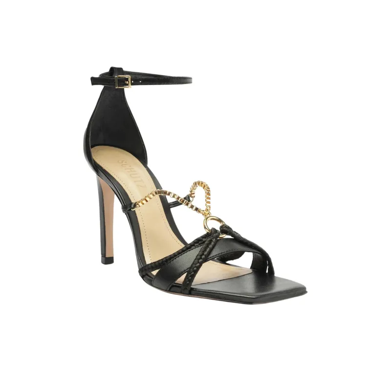 Schutz Silvie Strap Sandals 10.8cm Women's Black-2