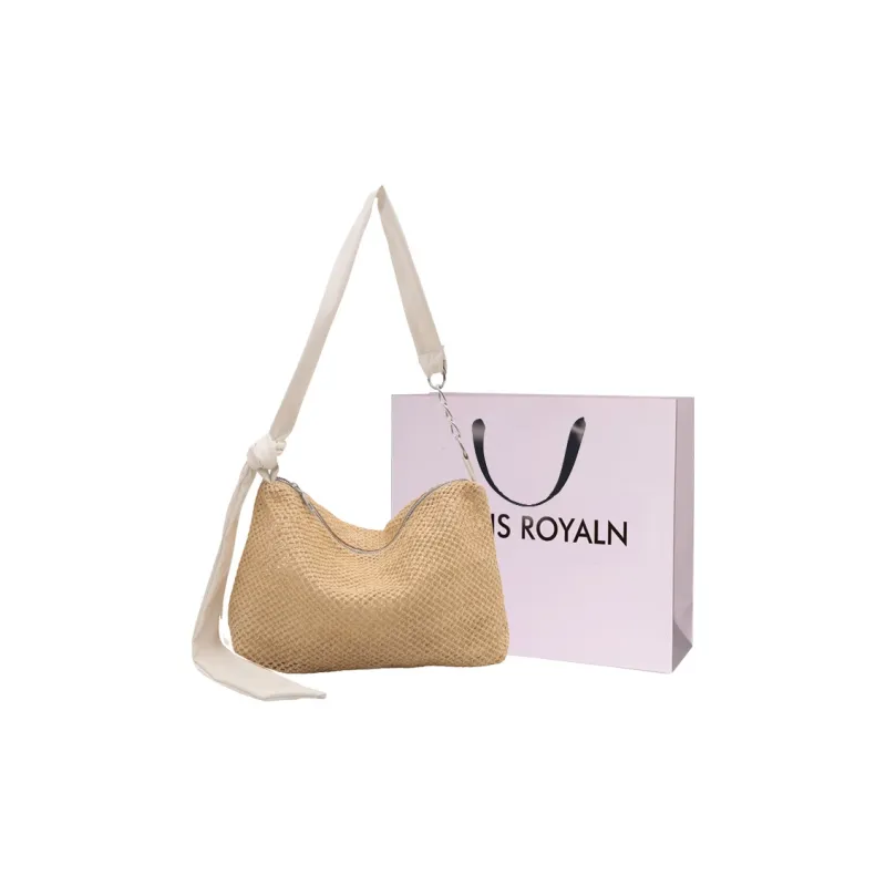 LOUIS ROYALN Woven Crossbody Bag Shoulder Bag Women's White/Black/Khaki/Brown-0