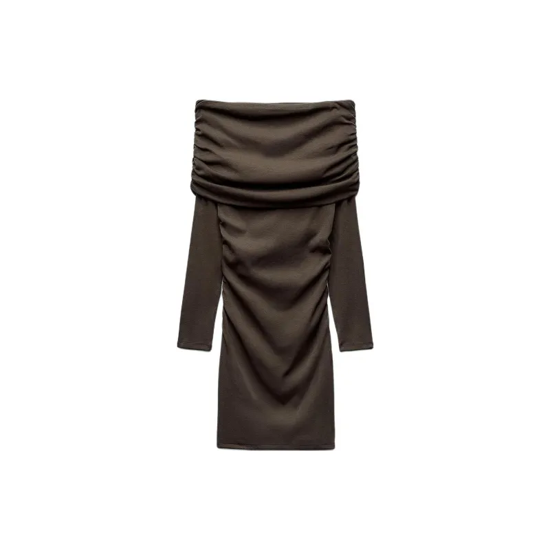 ZARA Long-Sleeved Dresses Women's Chocolate-1