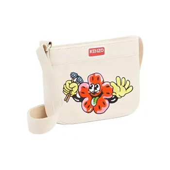 KENZO Canvas Shoulder Bag Crossbody Bag Small Size Women's White