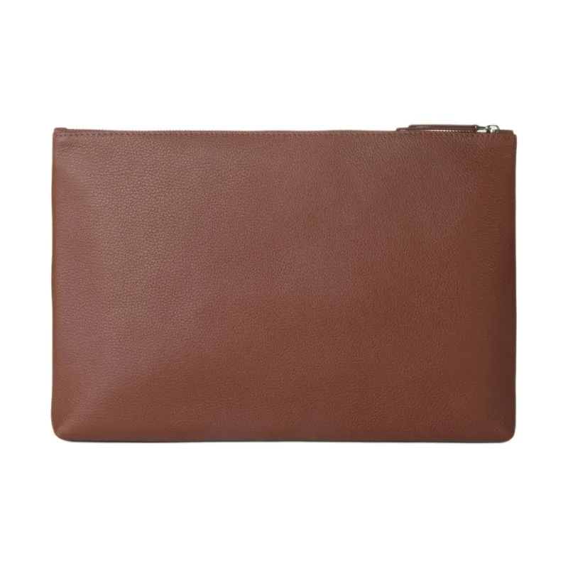ORCIANI Grained Leather File Folder Clutch Men's Connyk Brandy-2