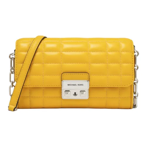 MICHAEL KORS Sheepskin With Split Cow Leather Shoulder Bag, Crossbody Bag Large Size Women's Yellow