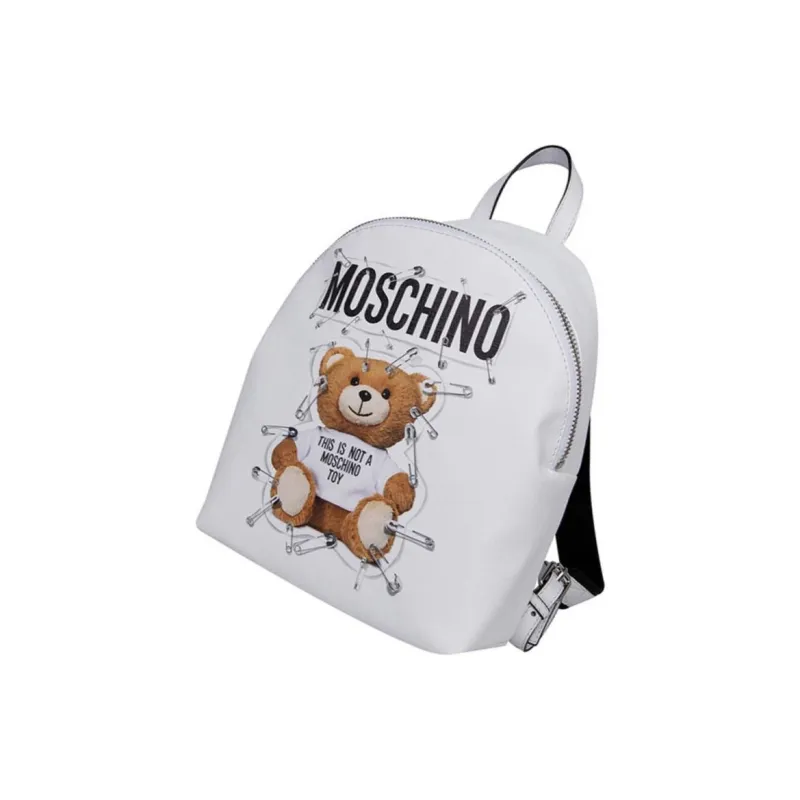 MOSCHINO Leather Backpack Regular Women's White-2