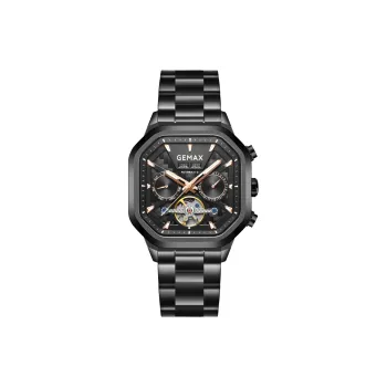 GEMAX Wrist Watch Automatic Mechanical Movement Stainless Steel Watchband Watch Men's Watches Black Dial