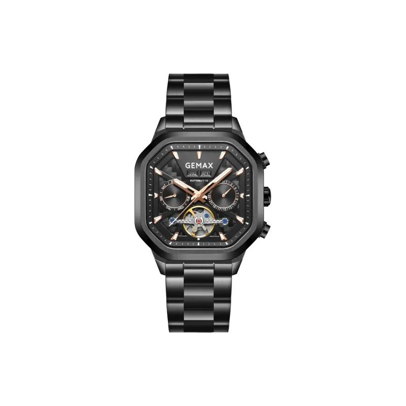 GEMAX Wrist Watch Automatic Mechanical Movement Stainless Steel Watchband Watch Men's Watches Black Dial-0