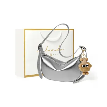 Narandu Cow Leather Dumpling Bag Shoulder Bag Medium Size Women's Space Silver