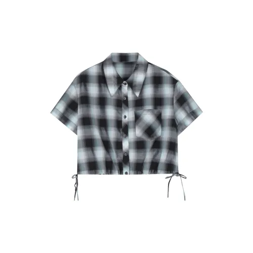 BLUEerror Shirts Women's Blue And Black Plaid