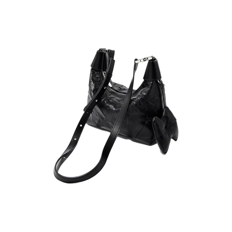 CARTELO Top Grain Cow Leather Shoulder Bag Regular Women's Black Off white-2