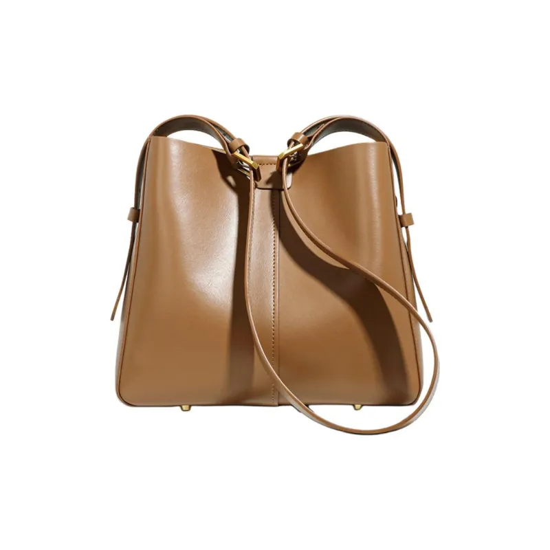 CARTELO Cow Leather Shoulder Bag Regular Women's Black/Salted Caramel/Gold Brown-7