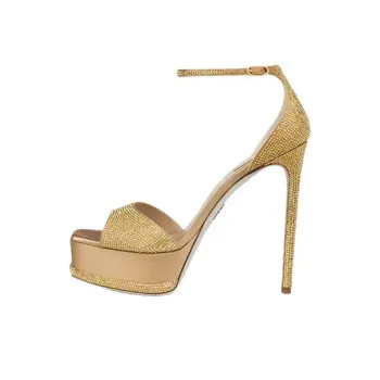 RENE CAOVILLA Anastasia One Strap Sandals 9cm Women's Gold