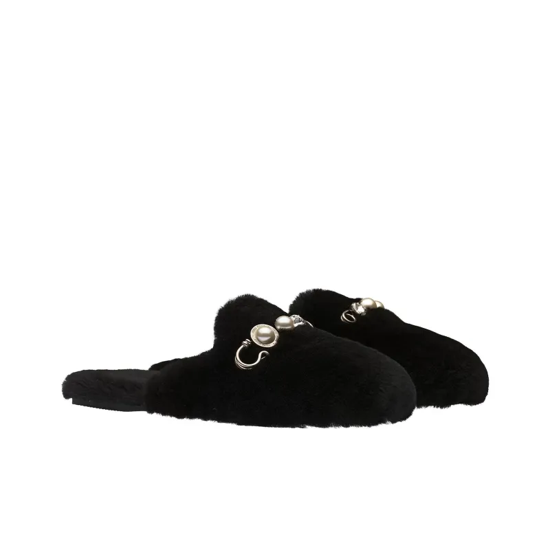 MIU MIU Wrap toe Slippers Women's Black-2